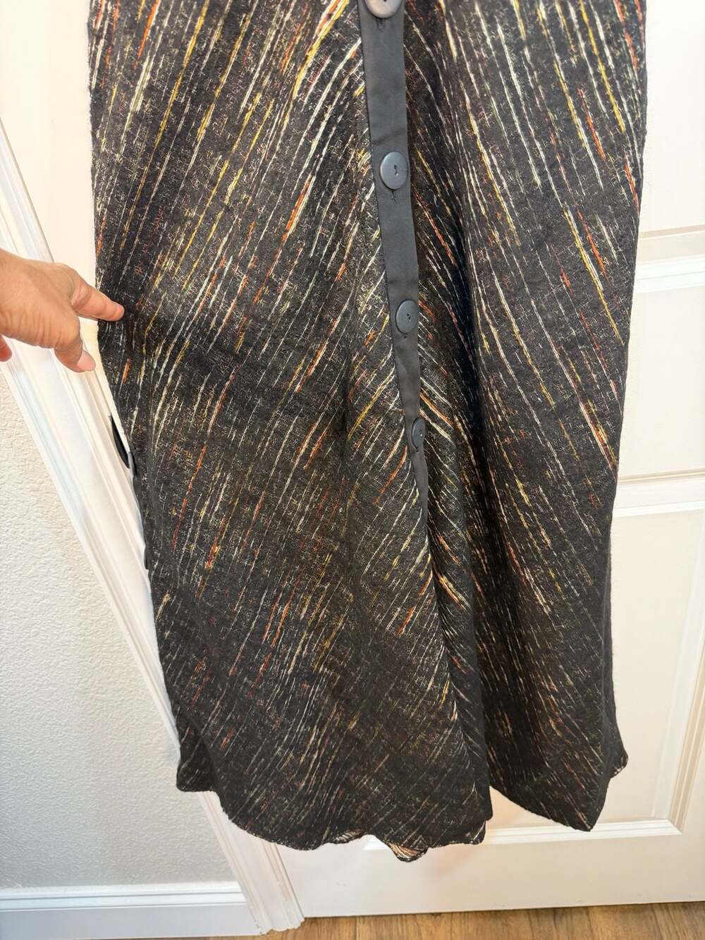 Hanh Merriman Textured Button-Down Midi Dress with Mesh Back Size 0 - Picture 4 of 8